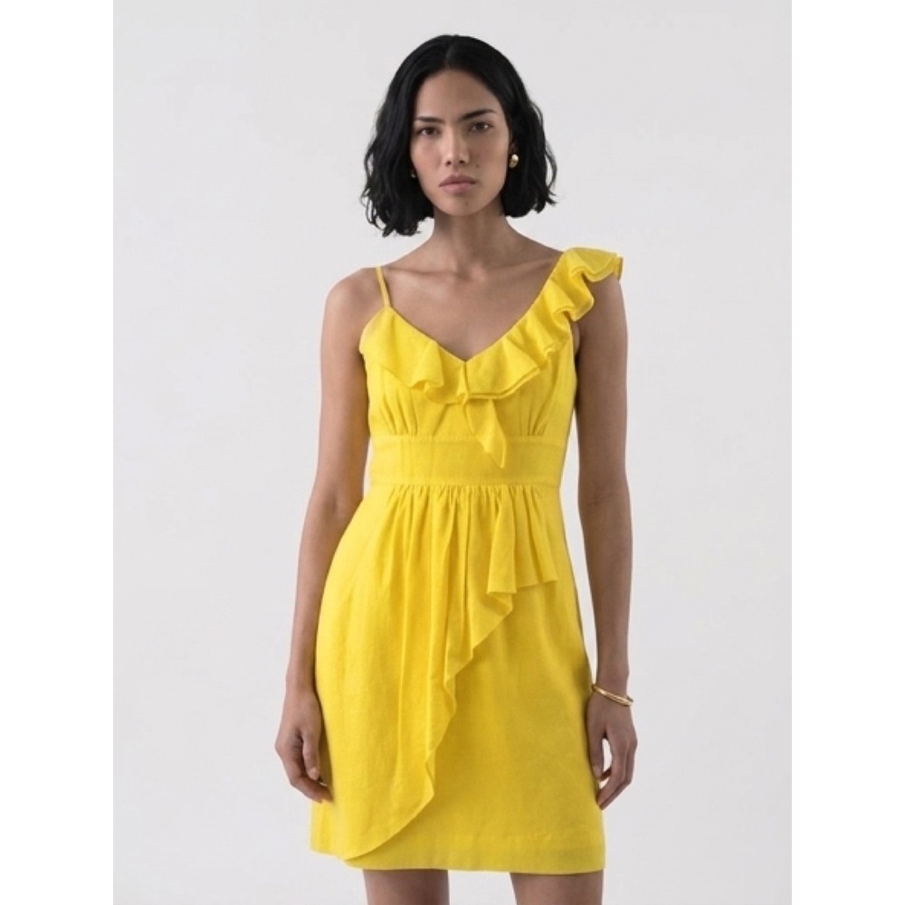 Gianni Bini Cocktail Dress Women4 Excellent Silk Blend Ruffle One Shoulder